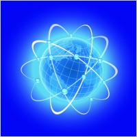 Blue globe with orbits